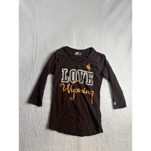 Russell Love Wyoming‎ Brown Long Sleeve V-Neck Shirt Women's Small *